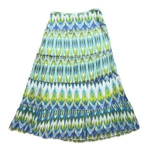 Vintage Maxi Skirt Tie Dye Peacock Long Tiered M Medium